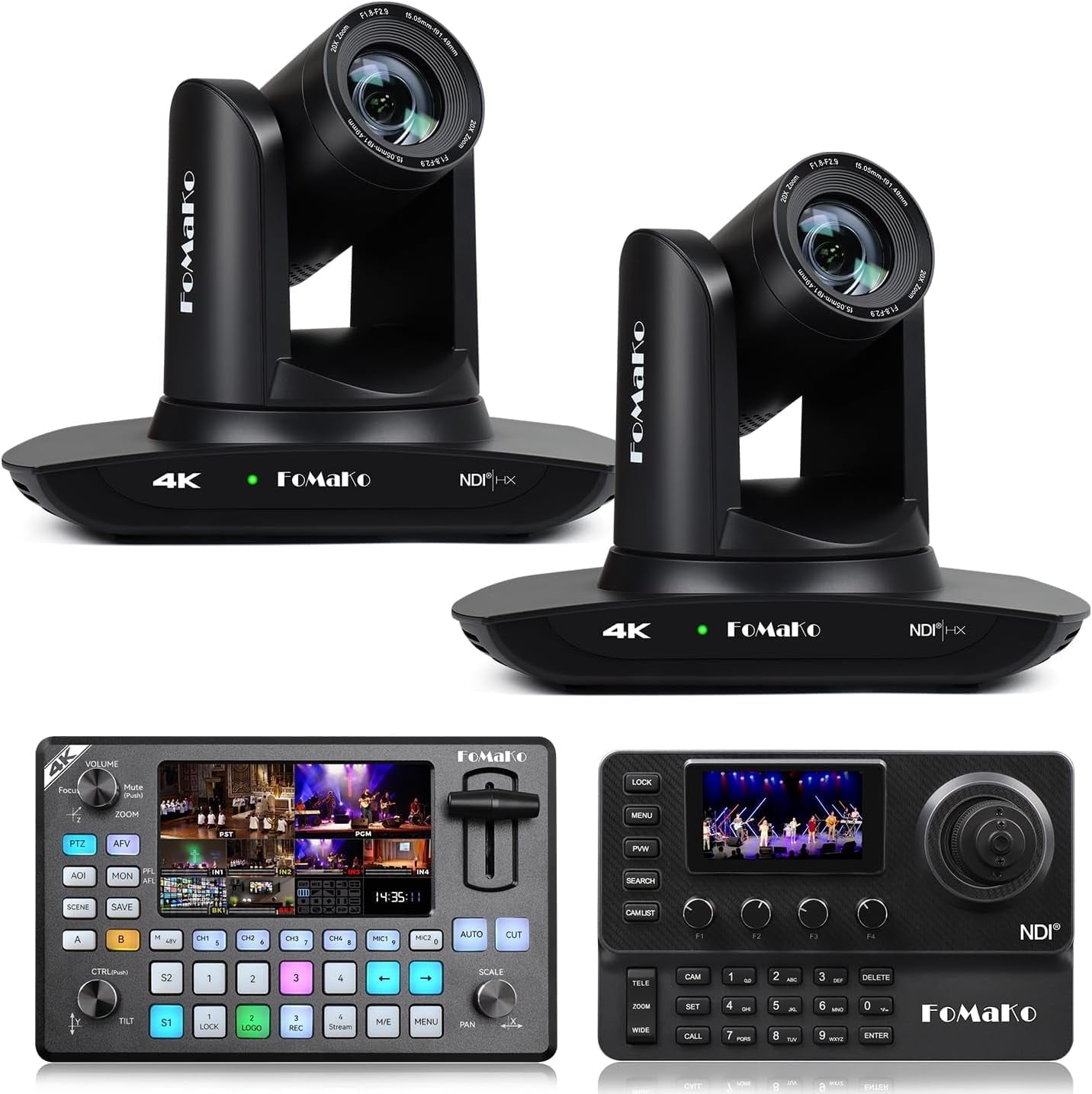 FoMaKo 4K PTZ Camera HDMI NDI 20X Live Streaming Camera Bundle(K20UH ...