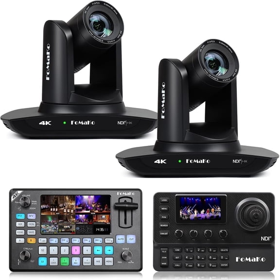 FoMaKo 4K PTZ Camera HDMI NDI 20X Live Streaming Camera Bundle(K20UH NDIX2+KC602+KC606N)