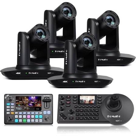 FoMaKo 4K PTZ Camera HDMI NDI,20X Optical Zoom AI Auto-Tracking Gen 3, for Sports Live Streaming and Live Production Including Baseball, Tennis and Volleyball (K20UH NDIX4+KC602+KC608)