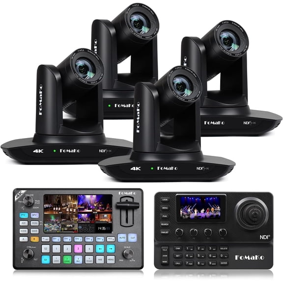 FoMaKo 4K PTZ Camera HDMI NDI, 20X Optical Zoom AI Auto-Tracking Gen 3,for Real-time Collaboration of Video Conferencing and Remote Monitoring Live Streaming.(K20UH NDIX4+KC602+KC606N)