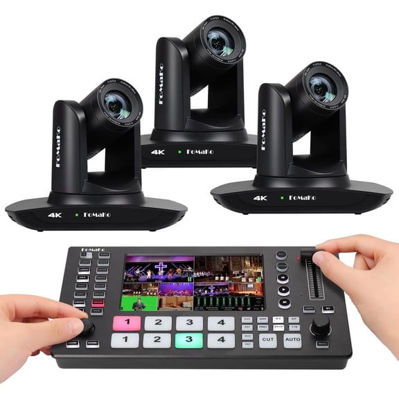 FoMaKo 4K PTZ Camera HDMI NDI 20X Live Streaming Camera Bundle(K20UH x3+M3)