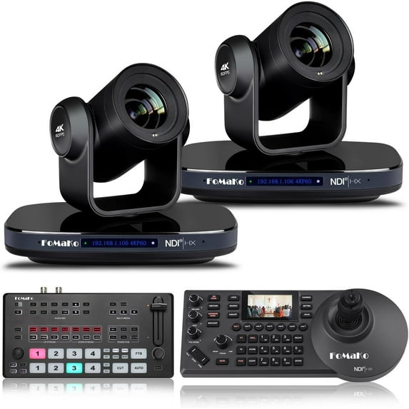 FoMaKo 60FPS 4K NDI PTZ Camera 20X Camera Bundle(K820Nx2+KC608 Pro+M2)