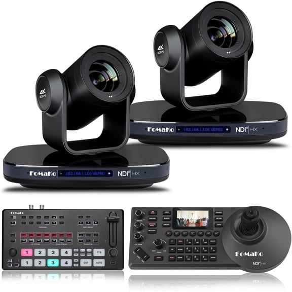 FoMaKo 60FPS 4K NDI PTZ Camera, 20X Optical Zoom,Suitable for Education & Professional Training LiveStreaming Including Online Classes and Skill tutorials(K820Nx2+KC608 Pro+M2)