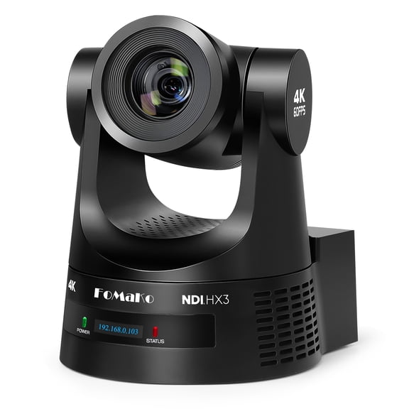 FoMaKo 60fps 4K NDI PTZ Camera 30x, Supports NDI HX3 4K 60fps Output, 30x Optical Zoom, Gen 3 AI Auto-Tracking, 3G-SDI/HDMI/USB/LAN PoE, Ideal for Church Worship & Live Studio, K630N