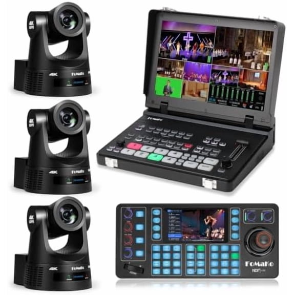 FoMaKo 60fps 4K NDI PTZ Camera 30x, Supports NDI HX3 4K 60fps Output, 30x Optical Zoom,for Entertainment & Gaming Like Talent Show,Reality Show and Smooth Game Streams(K630NX3+M5+KC608N)