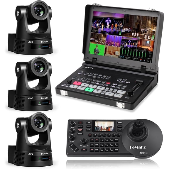 FoMaKo 60fps 4K NDI PTZ Camera 30x, Supports NDI HX3 4K 60fps Output, 30x Optical Zoom,for Products and Brand Promotion and Launching Live Streaming(K630NX3+M5+KC608 Pro)