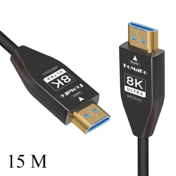 FoMaKo 8K 4K Full Fiber Optic HDMI Cable 49.21 FT 15 Meter, Ultra High Speed 48Gbps,UHD HDTV 2.1, Support 8K@60Hz 4K@120Hz, Dynamic HDR, eARC, Active Optical Cable (AOC), FMKH96
