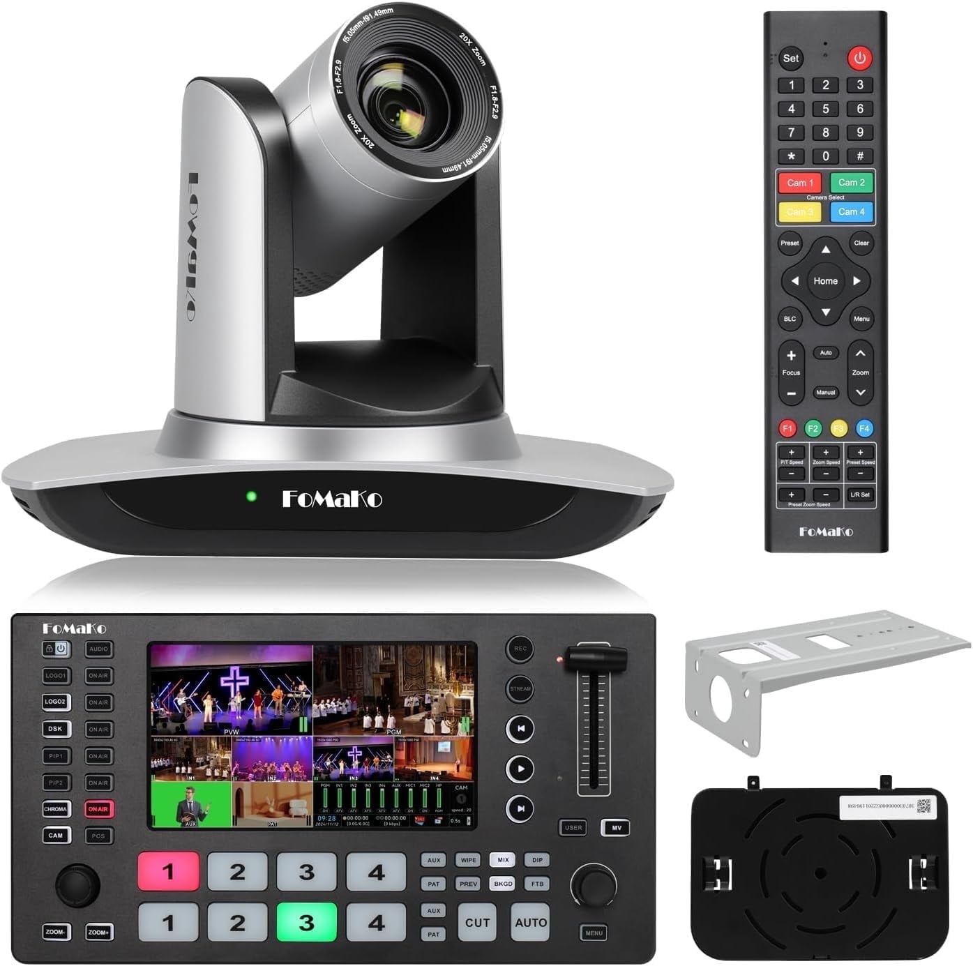 FoMaKo 20x Optical Zoom AI Auto Tracking 1080P Video Camera Bundle(FMK12UH+M3)