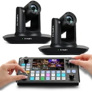 FoMaKo AI Auto Tracking HDMI PTZ Camera, 20x Optical Zoom,KC602 Video Switcher,for Church,News Anchor Studio Live Streamng and Live ProductionFMK12UH Pro-BX2+KC602