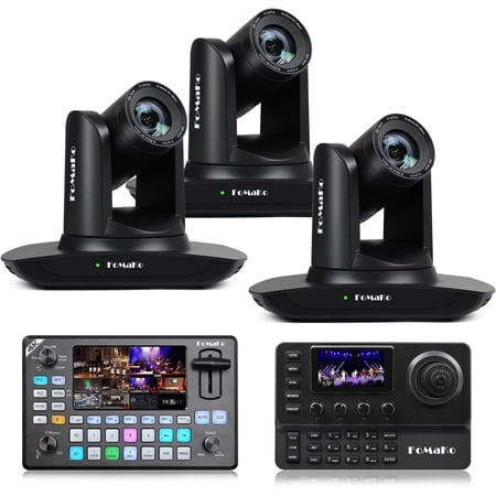 FoMaKo AI Auto Tracking HDMI PTZ Camera, 20x Optical Zoom,Supports Church, ER Documentary and Product Launch Events Live Broadcasting.(FMK12UH Pro-BX3+KC602+KC606)
