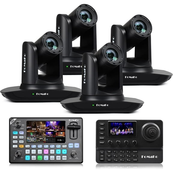 FoMaKo AI Auto Tracking HDMI PTZ Camera, 20x Optical Zoom,Supports Versatile Live Events Like Church and Theater Live Streaming and Live Production(FMK12UH Pro-BX4+KC602+KC606)