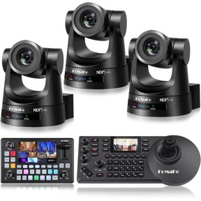 FoMaKo 1080P NDI Video Camera Bundle(3 *30x ndi optical zoom ptz camera+1*video switcher+1*ptz camera controller)