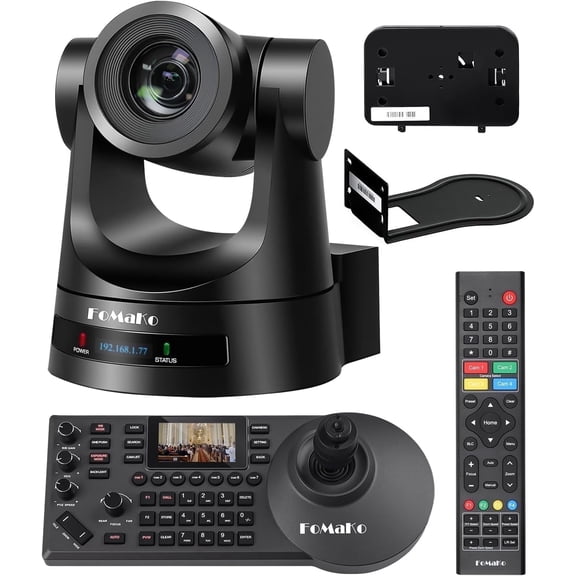 FoMaKo AI Auto Tracking PTZ Camera 30X Web Cam Bundle with HDMI 3G-SDI IP PoE HDMI PTZ Camera +PTZ Controller PoE IP PTZ Camera Controller Keyboard (PTZ Bundle FMK30SDI Pro+KC608 Pro)BH301