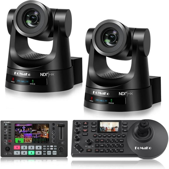 FoMaKo NDI Camera 30X Optical Zoom NDI PTZ Camera HDMI(2pcs),for Church and Sports Livestreming Including Baseball and Tennis Match (BN302 + M3)