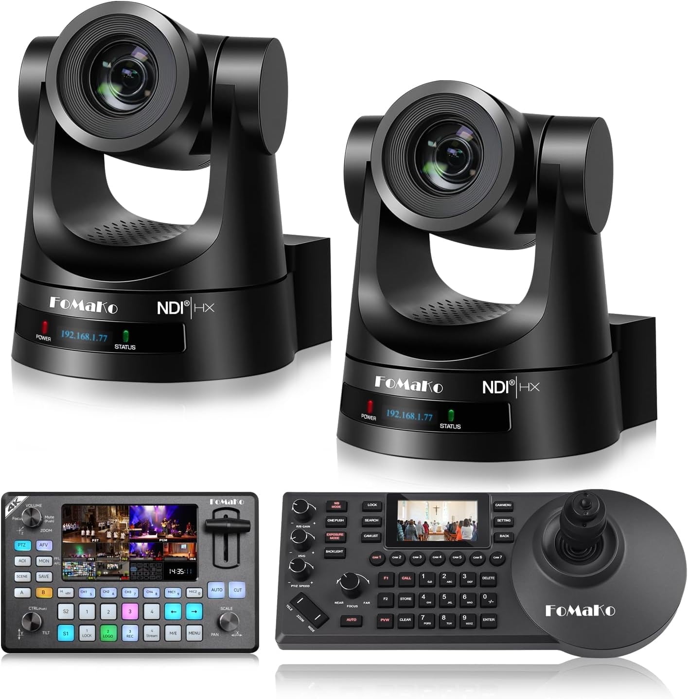 FoMaKo NDI Camera 30X Optical Zoom NDI PTZ Camera HDMI, for Real-time Collaboration of Video Conferencing and Remote Monitoring Live Streaming. (BN302 + KC602)