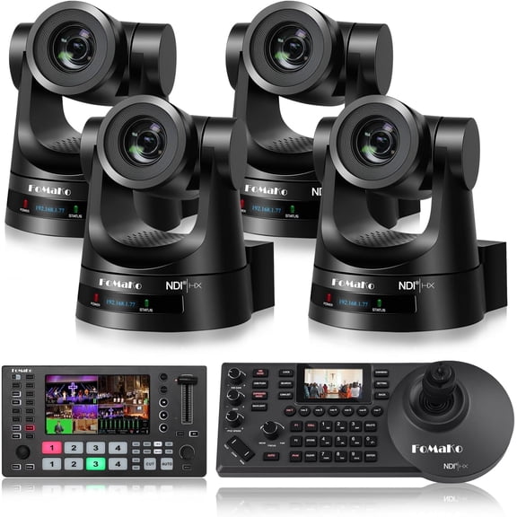 FoMaKo NDI Camera 30X Optical Zoom NDI PTZ Camera HDMI,for Sports Live Streaming and Live Production Including Baseball, Tennis and Volleyball (KN30A x4+M3+KC608 Pro)