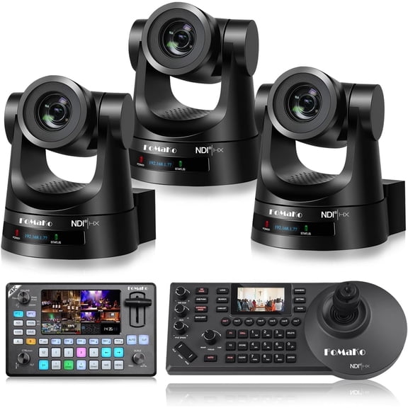 FoMaKo NDI Camera AI Auto Tracking, 20x Optical Zoom, Suitable for Church,Exhibition and Yoga Live Streaming and Live Production (KN20AX3+KC602+KC608N)