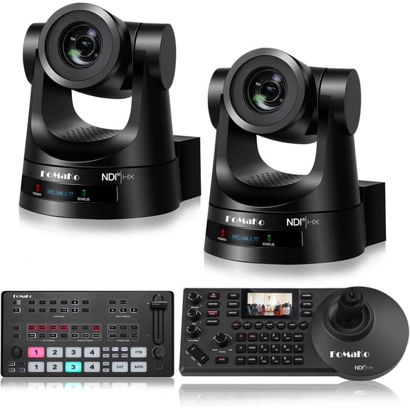 FoMaKo NDI Camera AI Auto Tracking, 20x Optical Zoom,for Entertainment & Gaming Like High Frame Rates Talent Show,Reality Show and Smooth Game Streams(KN20AX2+KC608 Pro+M1)