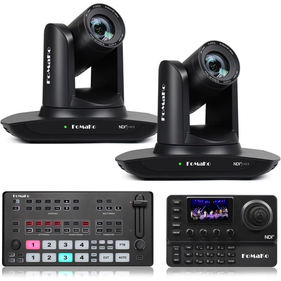 FoMaKo 20x NDI PTZ Camera Bundle(FMK20UH NDI-B X2+M1+KC606N)