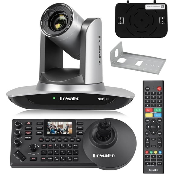 FoMaKo NDI Camera AI Auto Tracking HDMI PTZ Camera 20x Optical Zoom PTZ Controller PoE PTZ Camera Controller (FMK20UH NDI+KC608 Pro)BN401