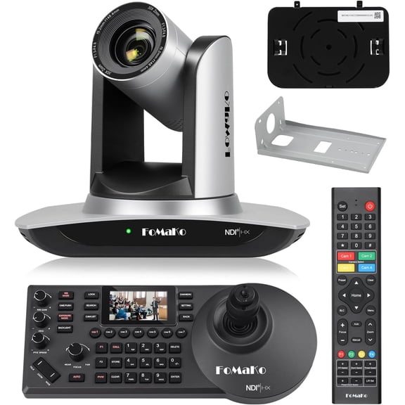 FoMaKo NDI Camera AI Auto Tracking HDMI PTZ Camera 30x Optical Zoom, for Sports Events Including Football, Basketball, and Other Ball Games Live Streaming (FMK30UH NDI+KC608)