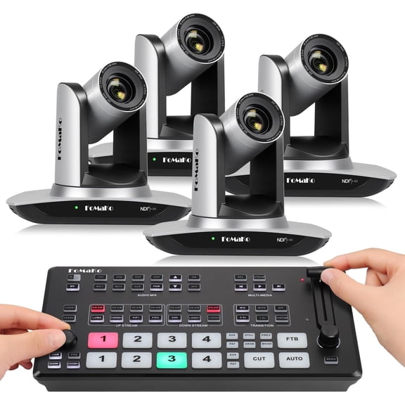 FoMaKo NDI Camera AI Auto Tracking HDMI PTZ Camera, 30x Optical Zoom,for Entertainment Performance Live Streaming Including LiveHouse Performance and Club Live Broadcasting(FMK30UH NDI X4+M1)