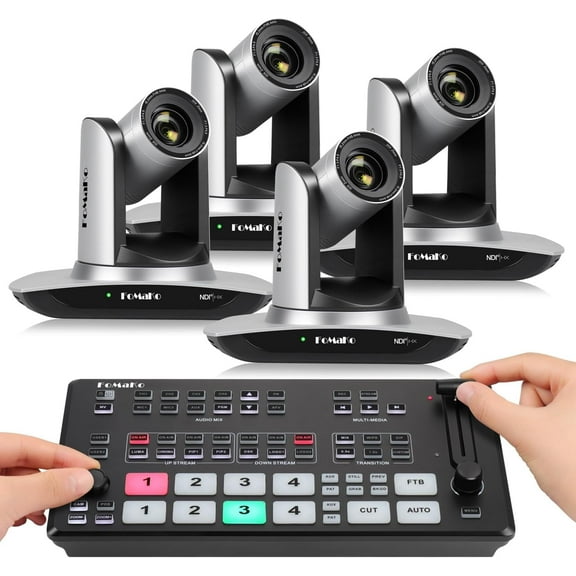 FoMaKo NDI Camera AI Auto Tracking HDMI PTZ Camera, 30x Optical Zoom,for Entertainment Performance Live Streaming Including LiveHouse Performance and Club Live Broadcasting(FMK30UH NDI X4+M1)