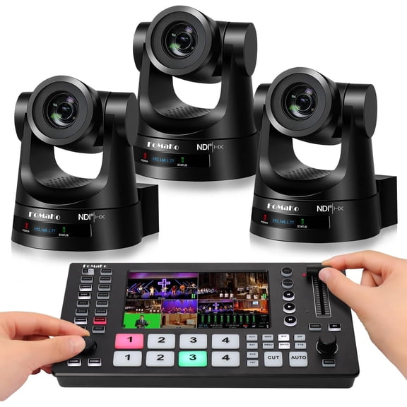 FoMaKo NDI PTZ Camera,30X Optical Zoom, AI Auto-Tracking Gen 3, for Media & News Reporting Live Streaming Including On-Site Journalism and Live Event Coverage(KN30AX3+M3)