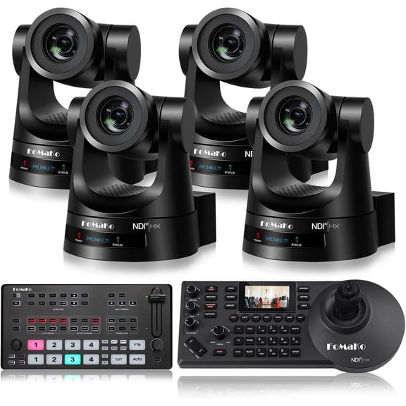 FoMaKo NDI PTZ Camera,30X Optical Zoom, AI Auto-Tracking Gen 3, Suitable for Education & Professional Training LiveStreaming Including Online Classes and Skill tutorials(KN30AX4+M1+KC608N)