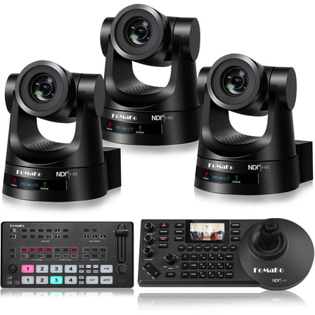 FoMaKo NDI PTZ Camera,30X Optical Zoom, AI Auto-Tracking Gen 3,for Religious Ceremonies and Church Activities Live Streaming and Live Production(KN30AX3+M1+KC608N)(Black)