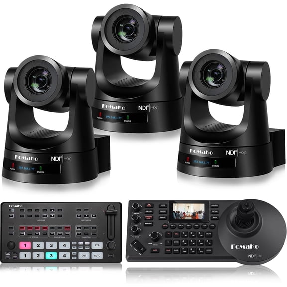 FoMaKo NDI PTZ Camera,30X Optical Zoom, AI Auto-Tracking Gen 3,for Religious Ceremonies and Church Activities Live Streaming and Live Production(KN30AX3+M1+KC608N)(Black)