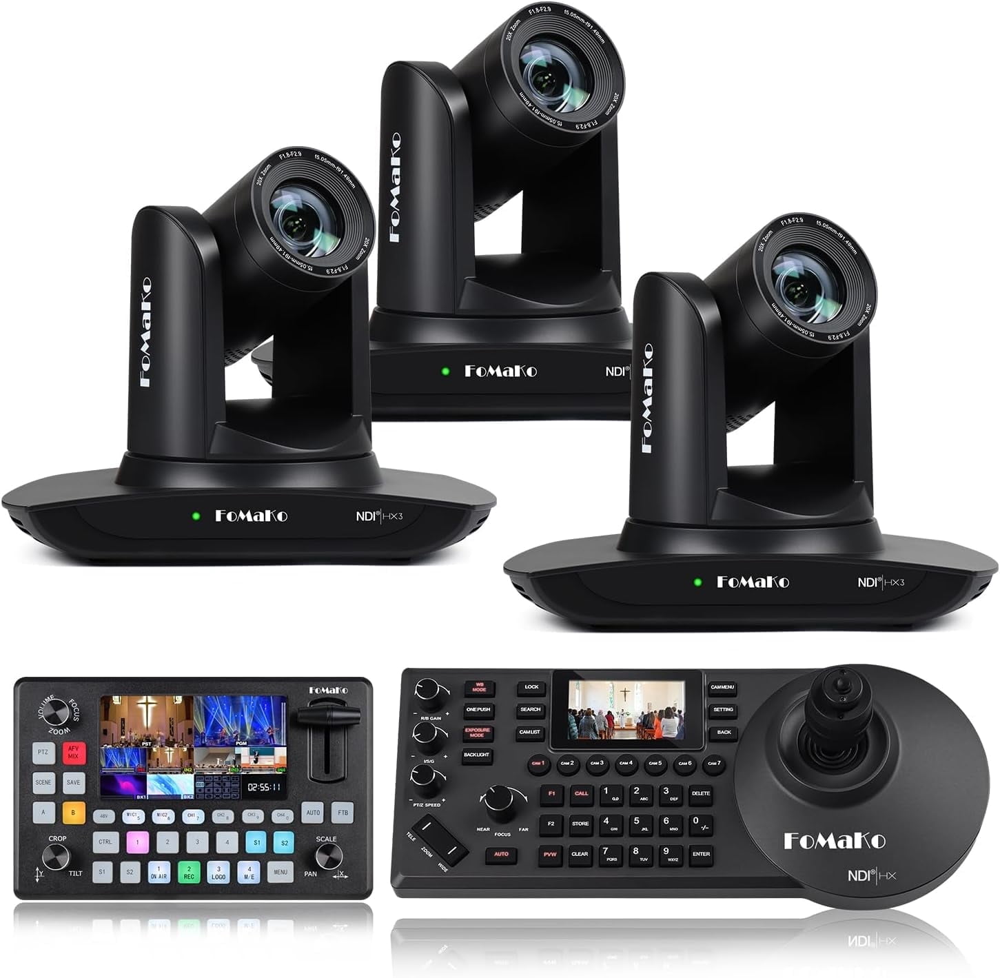 FoMaKo 20x NDI PTZ Camera Bundle(FMK20UH NDI-BX3+KC601+KC608Pro)