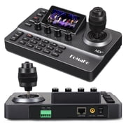 FoMaKo NDI PTZ Camera Controller, LCD Preview, NDI PTZ Controller Keyboard with 4D Joystick, for Church Worship Education Conference Events NDI License Included KC606N NDI Controller
