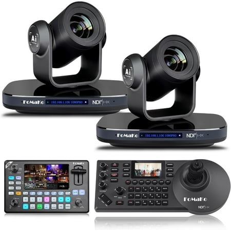 FoMaKo NDI PTZ Camera 1080P AI Tracking 20X Camera Bundle(KN20X2+KC602+KC608N)