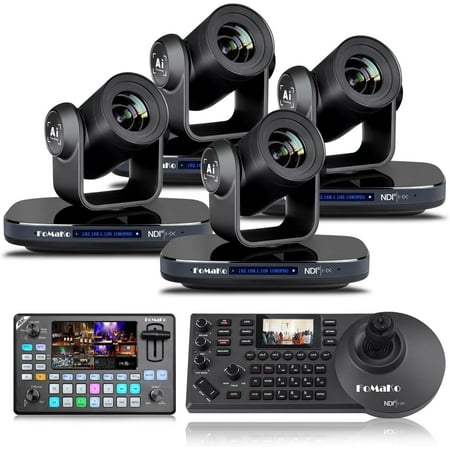 FoMaKo NDI PTZ Camera 1080P AI Tracking 20X Camera Bundle(KN20X4+KC602+KC608N)