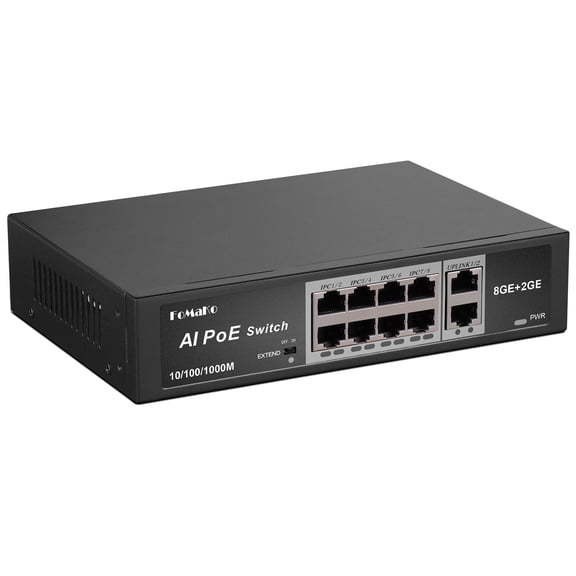 FoMaKo P1000 Computer Networking Switches| 8 PoE+ Port @ 120W | 8 Port PoE Gigabit Ethernet Switch | Plug & Play | Extend Mode | PoE Auto Recovery | Silent Operation