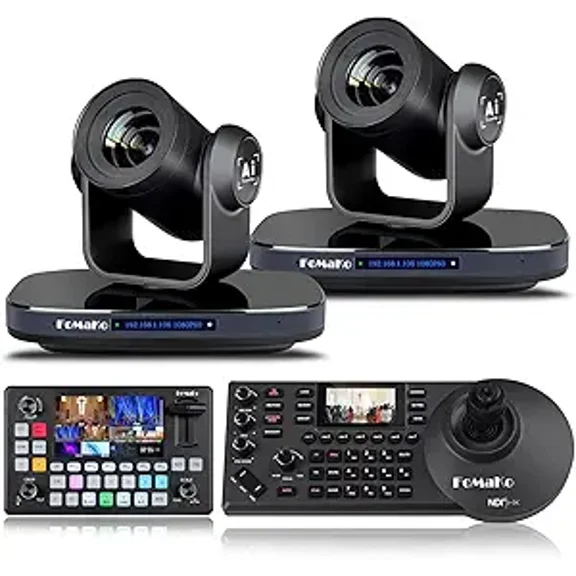 FoMaKo HDMI 1080P60 AI Auto-Tracking 20X video Camera Bundle ( K20x2+ KC608+KC601)