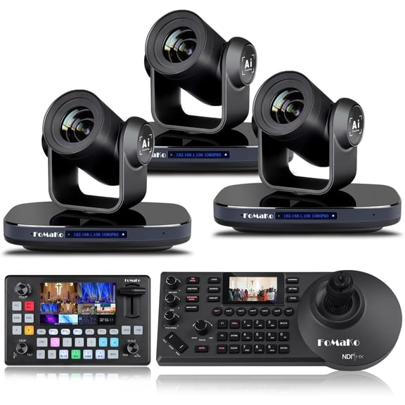 FoMaKo HDMI 1080P60 AI Auto-Tracking 20X video Camera Bundle (K20x3+ KC608+KC601)
