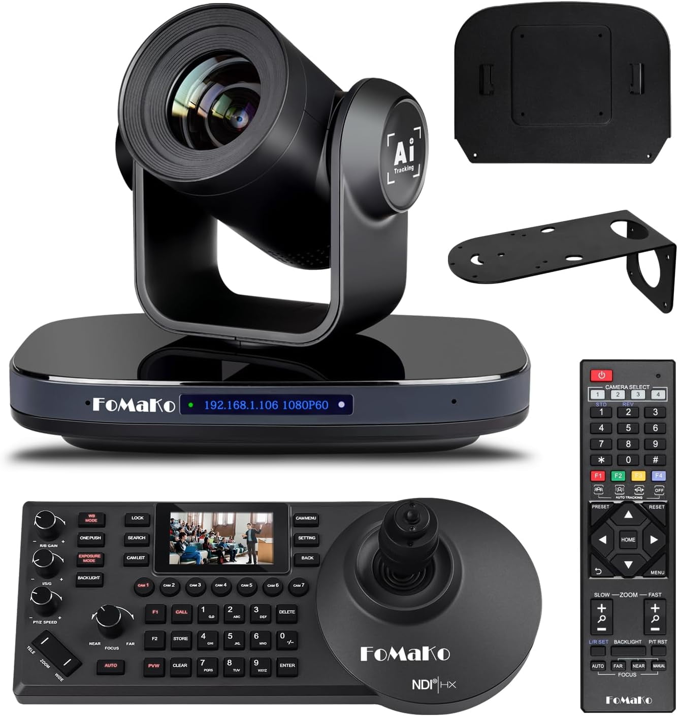 FoMaKo HDMI 1080P60 AI Auto-Tracking 20X video Camera Bundle (K20 ...