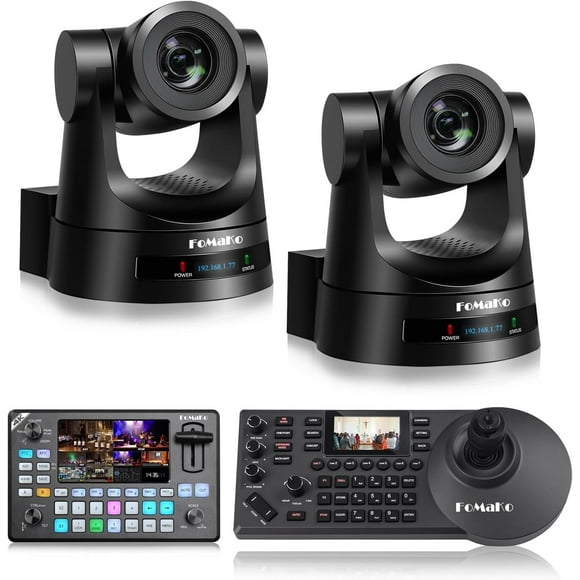 FoMaKo PTZ Camera HDMI 30x Optical Zoom HDMI PTZ Camera (2pcs),KC602 Video Mixer Switcher+ KC608 Pro PTZ Controller, for Church, Medical LiveStreaming Including Surgery Demo (BH302 + KC602)