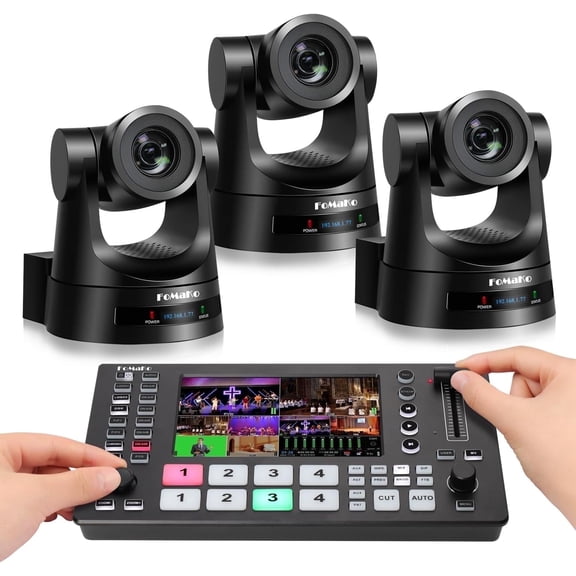 FoMaKo 4K PTZ Camera HDMI NDI 20X Live Streaming Camera Bundle(K20UH X3 ...
