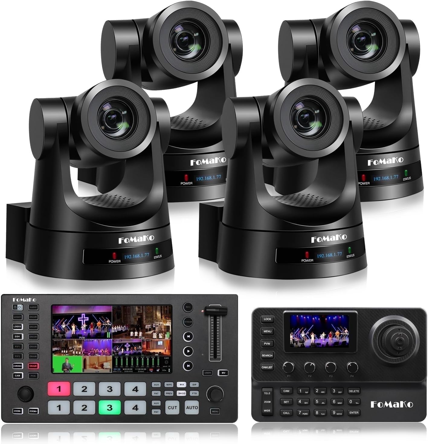 FoMaKo 20x ptz camera Bundle black(FMK20SDI X4+M3+KC606) - Walmart.com