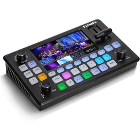 FoMaKo Video Mixer Switcher 5.5 inch FHD LCD Screen 4-Channel HDMI Live Streaming Switcher 1080p 60FPS USB Recording USB3.0 Output PTZ Controller HDMI Video Switcher (KC601 Pro Black)