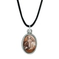 thumbnail image 1 of Foal Baby Horse New Paint Antiqued Oval Charm Pendant with Black Satin Cord, 1 of 4