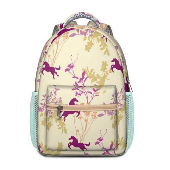 Foal & Cute Rainbow Print Student Backpack - Waterproof Ergonomic School Bag for College Teens, Durable Bookbag with Spinal Support & Organized Pockets