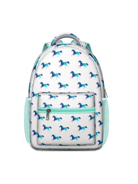 Foal & Cute Rainbow Print Student Backpack - Waterproof Ergonomic School Bag for College Teens, Durable Bookbag with Spinal Support & Organized Pockets