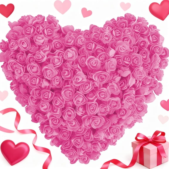 Foam 100-Piece Foam Rose Flowers in Pink for Valentine's Day Decorations and Romantic Ambiance,3.5x2cm JASKFLY
