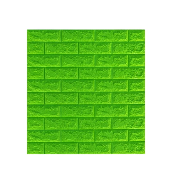 Foam 3D Brick Pattern Self - Adhesive Wallpaper, Waterproof Insulated Shockproof Wall Sticker with Green Brick Design - for Living Room Bedroom Kitchen Bathroom Decor, Easy to Install, No Extra Tools