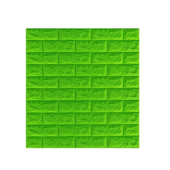 Foam 3D Brick Pattern Self - Adhesive Wallpaper, Waterproof Insulated Shockproof Wall Sticker with Green Brick Design - for Living Room Bedroom Kitchen Bathroom Decor, Easy to Install, No Extra Tools