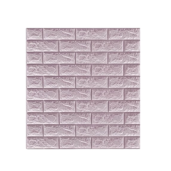 Foam 3D Textured Self-Adhesive Wallpaper, Waterproof Insulated Brick Pattern Wall Sticker in Light Purple, for Living Room Bedroom Kitchen Bathroom Office Renovation